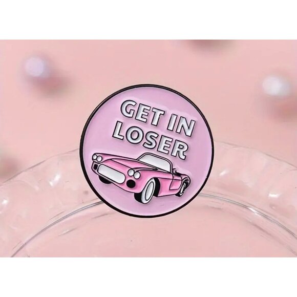 Mean Girls Enamel Pin Brooch Cartoon Pink "Get In Loser" Badges Funny Jewelry - Picture 3 of 4
